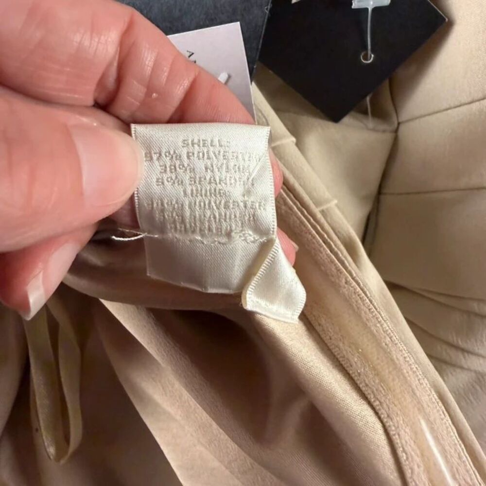 NWT Ann Taylor Petite Strapless Ruched Sheath Dress Beige 0P - Picture 16 of 16
